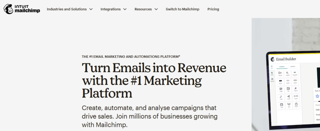 Mailchimp email marketing dashboard