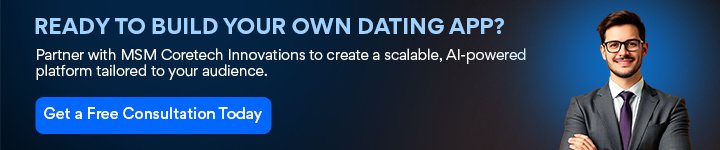 Dating app development banner with free consultation CTA