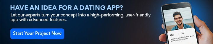 Dating app development banner with CTA button