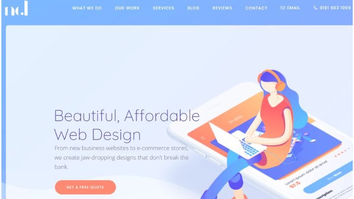 Affordable web design agency homepage banner.