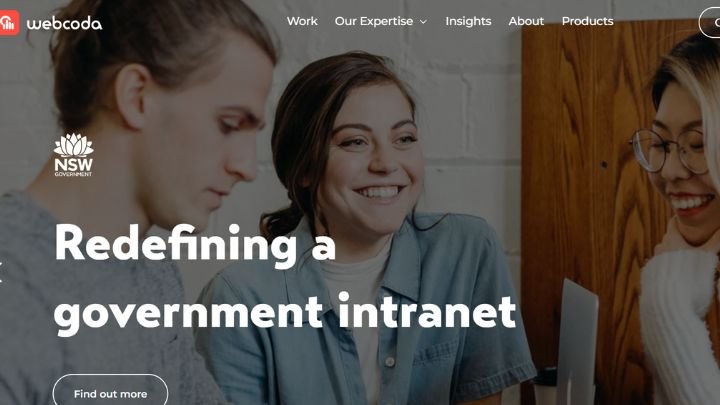 Webcoda team working on a government intranet project.